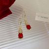 Nuevos pendientes de aguja de plata S925 con diseño festivo de estilo chino y gourmet para mujer, estilo coreano, ligeros, de lujo, de alta gama, estilo palacio nacional.