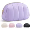 Bolsa de Maquillaje de Concha de PU Personalizada de Venta Caliente Transfronteriza, Bolsa de Maquillaje Portátil de Algodón Acolchado para Viaje, Bolsa de Almacenamiento para Cosméticos