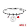 Pulsera Europea y Americana Transfronteriza Acero Inoxidable Pulsera Hueso de Serpiente Día del Maestro Manzana Roja Conmemorativa Regalo Festivo Pulsera Grabable