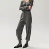 Pantalones cómodos de corte relajado: pantalones de punto de cachemira para mujer con cintura elástica, cordón, diseño estilo linterna y perneras cónicas