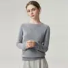 Suéter 100% Caxemira Pura Feminino Gola Redonda Slim Fit Camada Base Tricô Outono Inverno Novo Estilo Cor Sólida Versátil Top de Tricô