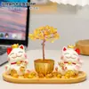 Adorno de Gato de la Suerte, Árbol del Dinero de Cristal Amarillo, Árbol de la Fortuna, Sala de Estar, Recibidor, Decoración de Gabinete de Vino, Decoración de Escritorio de Oficina
