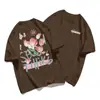 Camiseta de Manga Corta de Algodón Puro Talla Grande para Hombres y Mujeres, Estilo Retro Americano Holgado, Conjunto de Pareja, Top Chic Estilo Hong Kong, Moderno