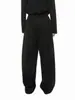 Mtlclothes Roupa Masculina Estilo Coreano Forrado com Lã Perna Larga Corte Reto Desconstruído Quente Cintura Elástica Calça de Moletom Casual