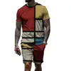 Conjunto de Verano 2026 Estampado Geométrico 3D para Hombre Camiseta de Malla y Pantalones Cortos Conjunto Casual Deportivo de Dos Piezas