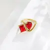 Anéis Gêmeos de Zircônia Multicolor Luxo Leve Banhados a Ouro 18K Anéis Geométricos Vazados Joias Empilháveis da Moda Atacado em Estoque