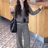 Conjunto de Suéter para Meninas Outono Inverno 2026 Novo Estilo Coreano Cardigã de Tricô Calça Casual de Perna Larga Conjunto de Duas Peças Estilo Preguiçoso