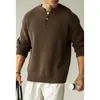 Suéter de Punto Jacquard Texturizado de Hilo Grueso (7 Gauge) con Hombro Caído y Cuello en V Pequeño para Hombre, Estilo Old Money Italiano, Tejido de Punto Acanalado Primavera 2026
