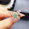Anillo Popular Europeo y Americano de Esmeralda Natural Plata de Ley 925 Soporte Vacío de Mariposa Incrustado con 4*6mm Envío Directo