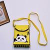 Bolso para teléfono móvil de estilo coreano con diseño de panda pequeño, bandolera de punto, bolso de mano con solapa, bolso informal para salir