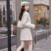 Traje de Falda Estilo Chanel Pequeño para Mujer 2026 Nuevo Invierno Rosa, Blanco Petite Drama Coreano Dos Piezas Moda Juvenil