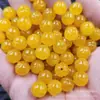 Óleo de Frango Contas de Lótus Amarelas Contas Redondas Jade Contas Soltas Jade Quartzito Amarelo Dourado Pulseira Colar Acessórios de Joalheria Contas