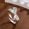 Anillo de Lazo con Textura de Plisado Irregular Dulce y Lindo para Mujer, Abierto, Diseño Simple de Nicho, Anillo de Aspecto de Alta Gama