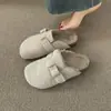 Zapatos Birkenstock Peludos de Suela Gruesa Retro Pantuflas Cerradas para Mujer 2026 Otoño/Invierno Nueva Llegada Zapatos de Algodón para Exteriores con Pelo de Terciopelo