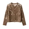 Cárdigan Jacquard Hueco de Mezcla de Lana de Alta Calidad y Uso Rudo Nanyou 2026 Nuevo Otoño Suéter de Punto para Mujer