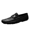 Zapatos Casuales de Piel de Vaca de Primera Capa para Hombre, Mocasines de Piel Genuina, Zapatos de Piel de Negocios con Patrón de Cocodrilo, Zapatos de Piel Transpirables de Suela Blanda para Conducir