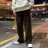MYQ veludo cotelê calças casuais dos homens outono e inverno estilo coreano solto drapeado engrossado reta perna larga calças compridas moda