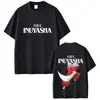 Camiseta con Estampado de Anime Inuyasha para Hombres y Mujeres, Camiseta Unisex Retro de Dibujos Animados Harajuku Casual de Moda Oversize de Manga Corta