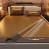 Tapete de Rattan Dupla Face de Verão, Tapete de Palha Dobrável, Tapete de Seda Gelada para Dormir Nu, Uso Doméstico