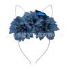 Europa e Estados Unidos novo aro de cabeça infantil de orelhas de gato e flor artificial, Páscoa simulação crisântemo grande, aro de cabelo para meninas