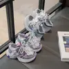 2026 Nuevos Zapatos de Malla tipo Dad para Niñas Morado Dibujos Animados Velcro Zapatos Deportivos Transpirables Antideslizantes Zapatos Casuales para Niños