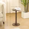 Mesa Auxiliar de Sofá Estilo Americano para Apartamentos Pequeños, Mesa de Centro para Sala de Estar Estilo Crema, Mesa Redonda Pequeña de Madera Minimalista Moderna para Balcón, Modelo Nuevo
