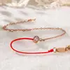 Pulseira de corda vermelha festiva de Ano Novo com zircônia para homens e mulheres pulseira de tornozeleira de aço inoxidável estilo chinês pulseira da sorte atacado de fábrica