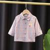 Camisa de Estilo Ocidental de Primavera e Outono do Bebê Nova Camisa de Manga Comprida para Crianças Moda Estilo Coreano Roupas Infantis Roupas de Outono Infantil Moda Masculina