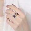 Anillo de hoja de loto y pez koi de epoxy artesanal retro desgastado diseño de personalidad femenina nicho sentido de la moda Anillo abierto para el dedo índice