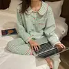Novos pijamas de outono e inverno 2026 para mulheres, pijama único, tamanho grande, corte solto, estilo estudante, cardigã de manga comprida, algodão, doce e pode ser usado fora
