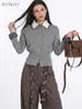 Suéter de Punto HeyHenry Falso Dos Piezas con Cuello de Camisa para Mujer Principios de Otoño 2026 Top Adelgazante de Manga Larga