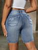 Primavera e verão de 2024 Europa e Estados Unidos transfronteiriços jeans Amazon novos rasgados slim-fit elástico lavados shorts jeans femininos