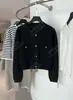Liquidação 130 Lã Misturada Estilo Chanel Vintage Botão Dourado Elegante Simples Curto Oversized Cardigan de Tricô