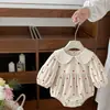 Mameluco de Pana con Estampado de Corazones para Niñas, Vestido de Manga Larga con Cuello de Muñeca, Elegante y Dulce para Hermanitas Bebé