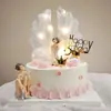 Decoração de Bolo Fada das Flores Enfeites Celebridade da Internet Menina Elfo Asas Pena Princesa Fada Aniversário Plug-in para Assar