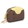 Nova Carteira de Moedas de Couro Genuíno Mini Bolsa Porta-Chaves para Meninas com Pingente Decorativo de Elefante Fofo Combinada com Carteira Pequena