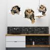 Innovadoras pegatinas de pared tridimensionales de gatitos rotos, dibujos animados de tres gatitos, pegatinas decorativas DIY para baño, inodoro, puerta de refrigerador