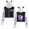 2022 Nuevo Suéter Casual para Ombligo de Chica con Estampado Perimetral de Hoja Excisora de Fantasmas de Venta Caliente Transfronteriza Moda Otoño