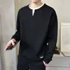 Moletom masculino de manga comprida, coleção primavera/outono 2026, gola redonda, adequado como camada interna ou camada base, estilo camiseta, moletom masculino para primavera e outono