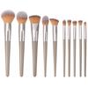 Set de Brochas de Maquillaje Color Dorado Champagne de 10 Piezas/14 Piezas Más Vendido Transfronterizo, Brocha para Base, Brocha para Sombra de Ojos, Herramientas de Belleza para Principiantes al por Mayor