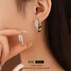 Brincos de Cruz de Zircônia de Agulha Prateada de Camada Dupla Exquisitos Leve Luxo Estilo Minimalista Nicho High-End Versátil Brincos Venda por Atacado