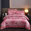 Juego de cama de satén jacquard de cuatro piezas de tres piezas de estilo europeo, 1,8 m/2,0 m, funda de edredón de encaje para boda, ropa de cama individual y doble