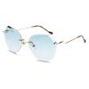 Gafas de Sol Poligonales Sin Marco Estilo Europeo y Americano Jamie 6511 para Mujer, Lentes Degradados Oceánicos, Gafas de Moda Irregulares