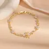 Pulsera Colgante de Hoja y Flor Transfronteriza para Mujer, Flor de Cielo Estrellado Azul, Exquisita Pulsera de Moño de Zirconia, Joyería de Moda