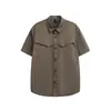 Yidao Vintage 2026 Verão Retro Americano Tendência Marca Bolso Roupa de Trabalho Manga Curta Camisa Masculina Solta Casual
