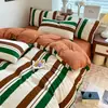 Juego de Ropa de Cama de Franela Gruesa de Algodón Puro de Cuatro Piezas Ropa de Cama 100% Algodón Otoño e Invierno Funda Nórdica Sábana Sábana Ajustable Juego de Tres Piezas
