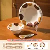 Set de tazón y plato de dibujos animados lindos, tazón para yogur, vajilla de cerámica de alto valor, tazones para el hogar, platos, tazones para sopa, tazones para ensalada, platos de cena