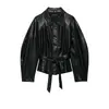 Moda Femenina Nueva Primavera 2026 AliExpress Transfronterizo Chaqueta Abrigo con Cinturón Efecto Piel 3046308