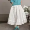 Roupa Infantil Estilo Coreano, Saia Longa Branca com Retalhos de Renda, Meia-Saia Versátil Casual de Primavera para Meninas