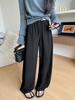 Pantalones Cimitarra Tencel para Mujer 2025 Nuevo Primavera y Otoño Cintura Alta Slim Casual Pierna Ancha Estilo Holgazán Jeans Drapeados